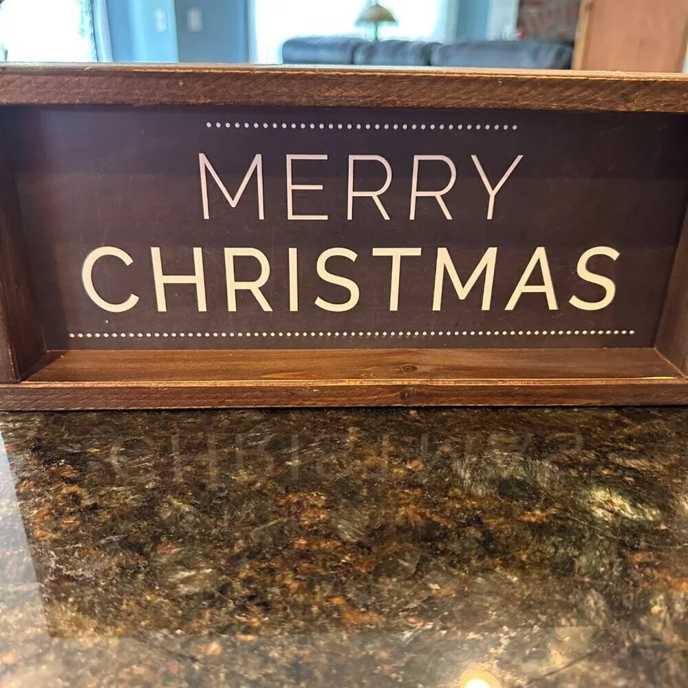 Merry Christmas Wooden Hanging Sign Rustic Festive Holiday Wall Decor Primitive
